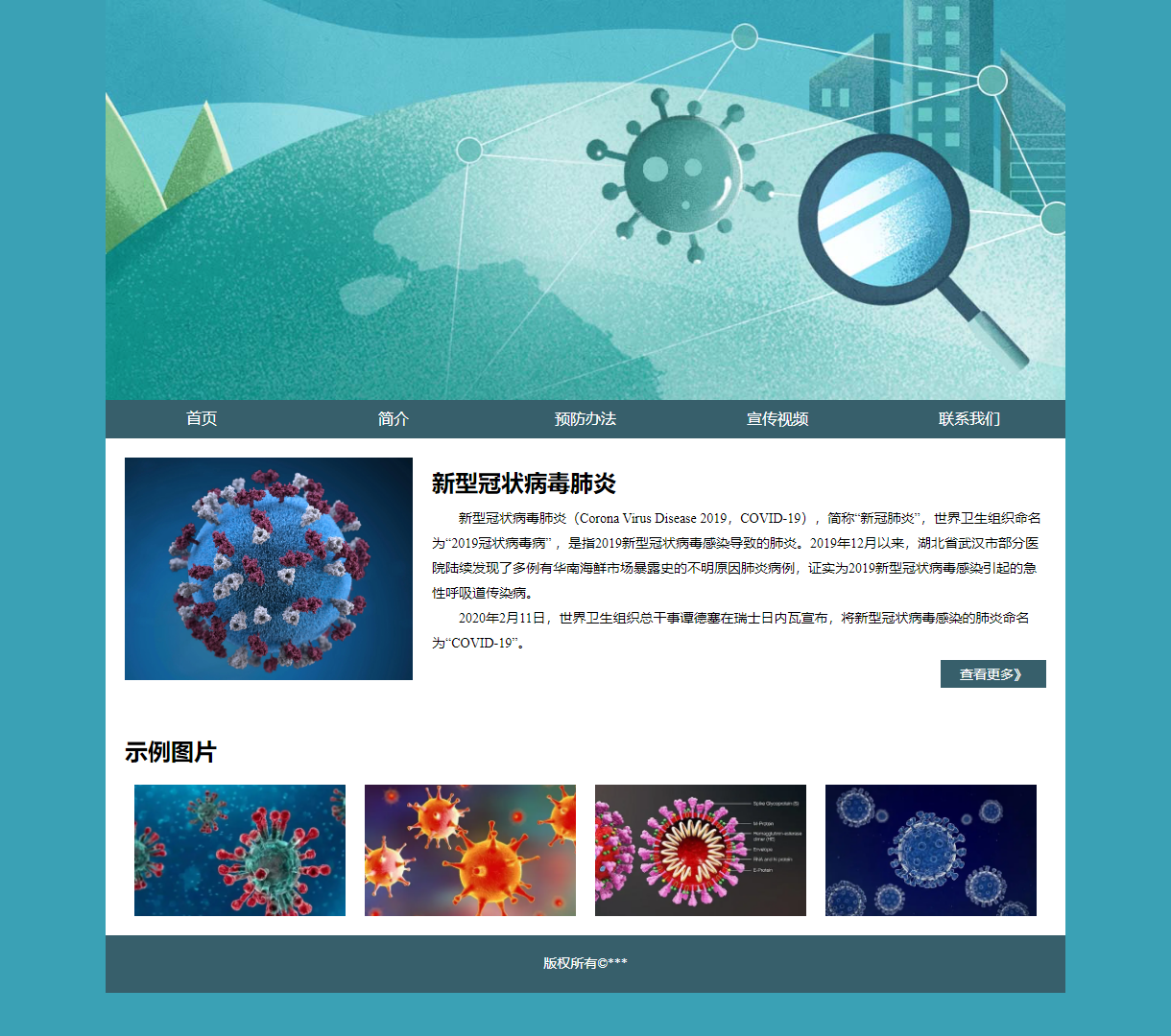 新型冠状病毒肺炎信息展示网站 - 简约设计，清晰内容和实用功能